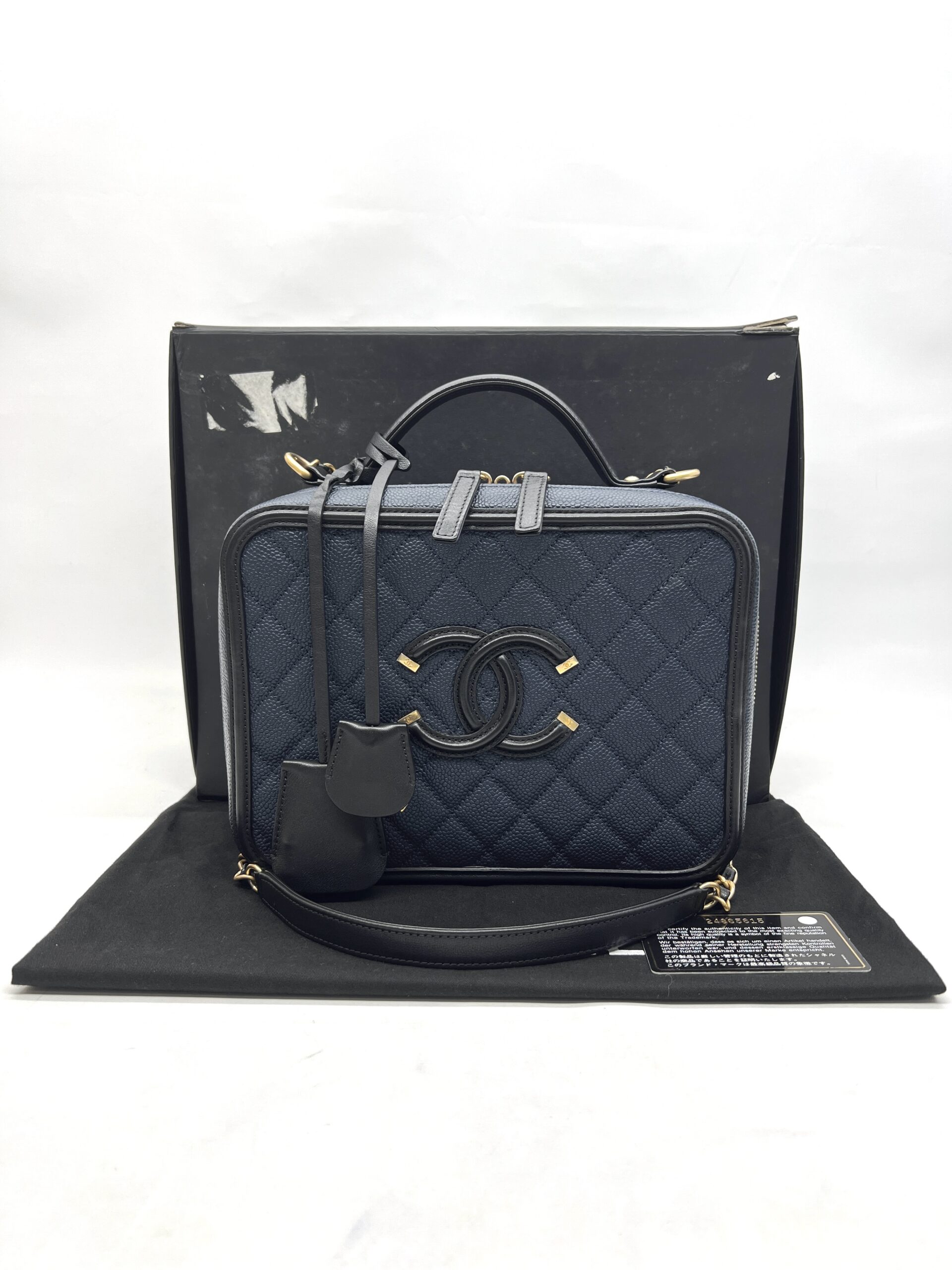 Chanel Filigree Vanity Caviar Navy Black GHW