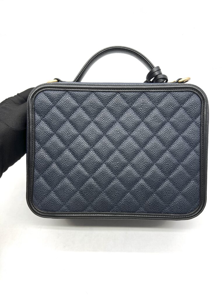 Chanel Filigree Vanity Caviar Navy Black GHW