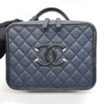 Chanel Filigree Vanity Caviar Navy Black GHW