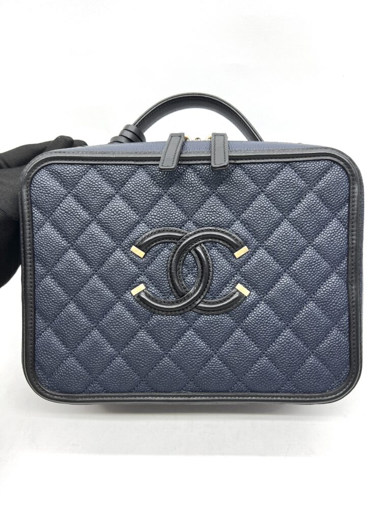 Chanel Filigree Vanity Caviar Navy Black GHW