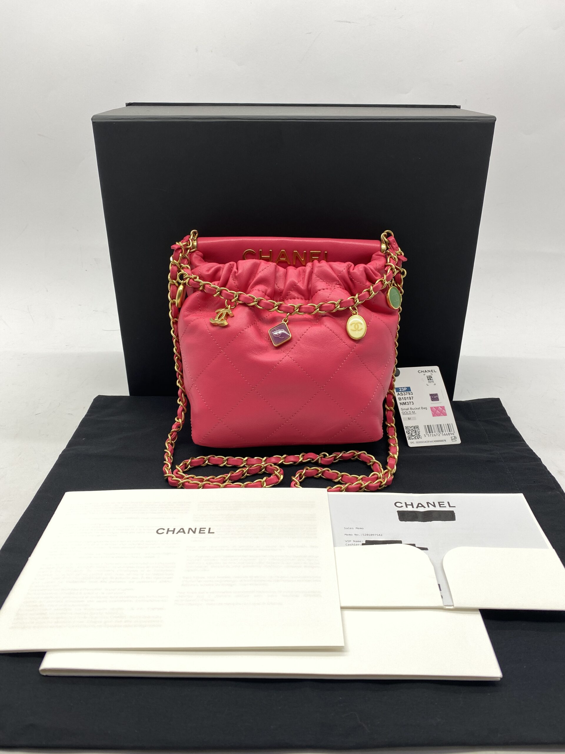 Chanel Small Bucket Chain Lambskin Pink Fuchsia GHW