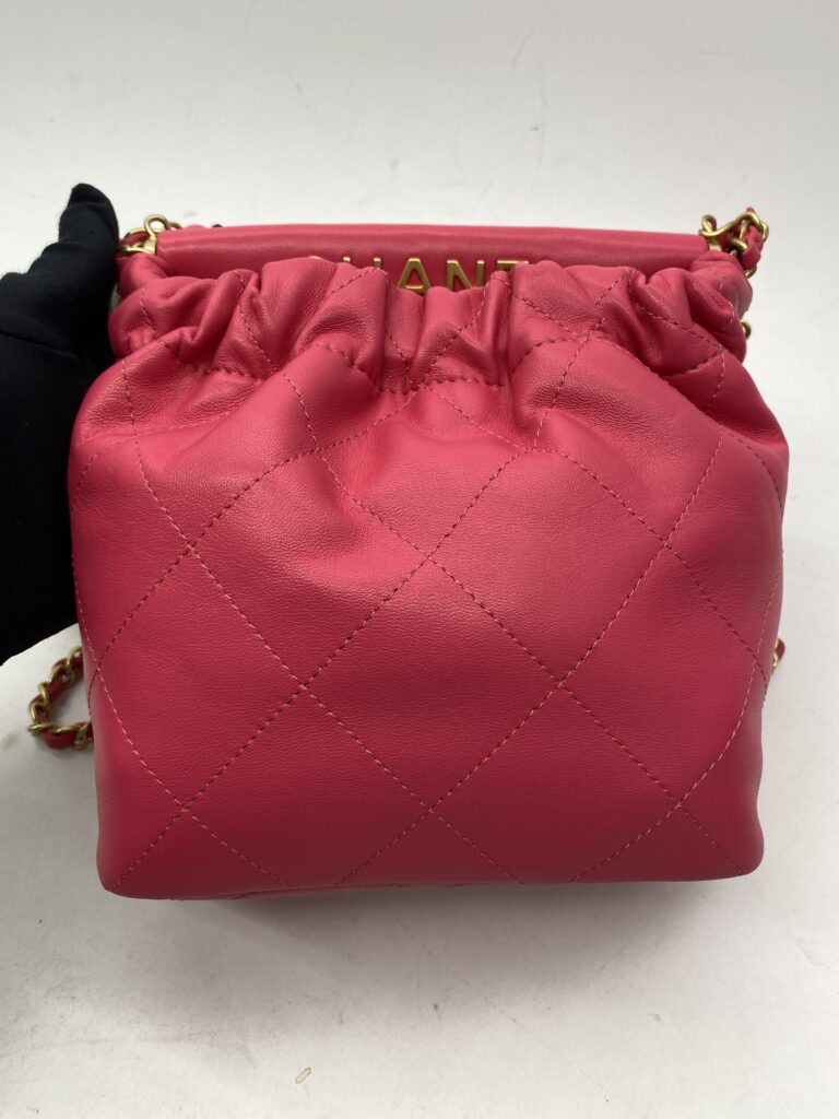Chanel Small Bucket Chain Lambskin Pink Fuchsia GHW