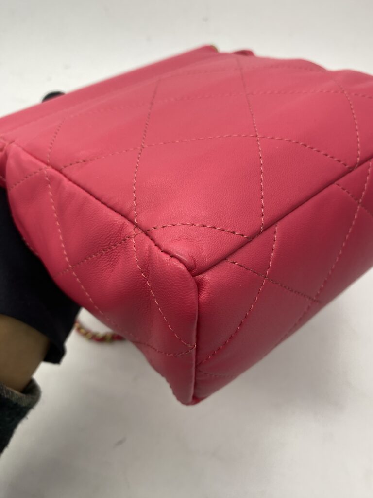 Chanel Small Bucket Chain Lambskin Pink Fuchsia GHW