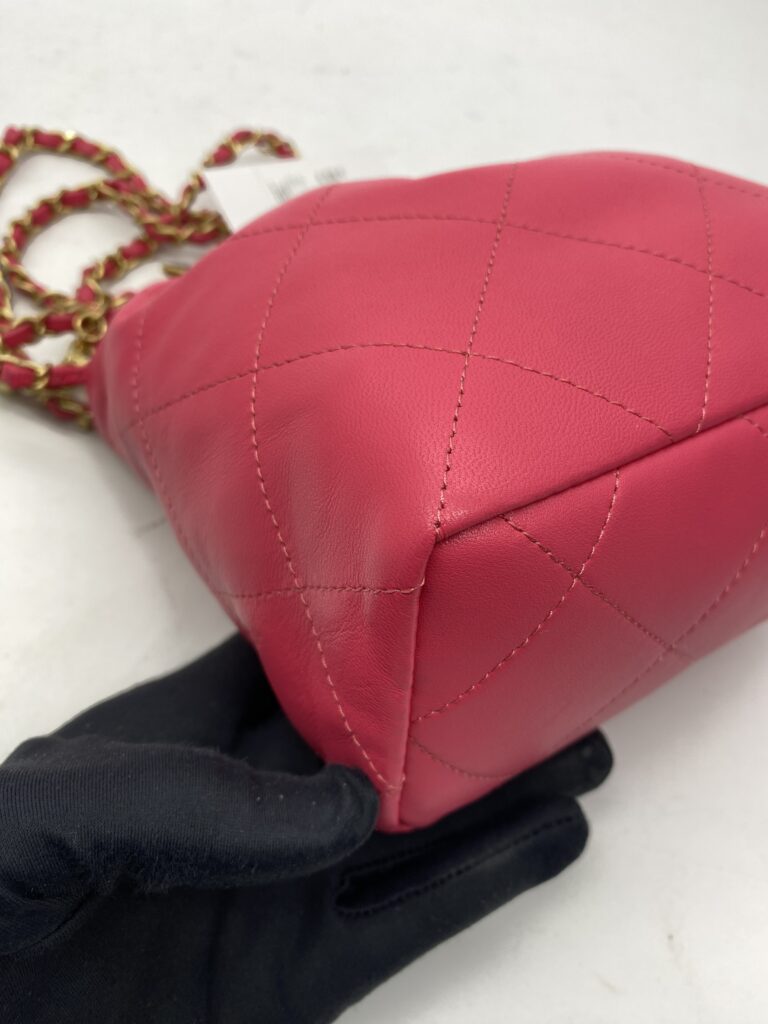 Chanel Small Bucket Chain Lambskin Pink Fuchsia GHW