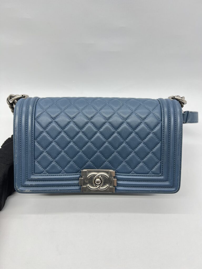 Chanel Boy 25 Lambskin Blue RHW
