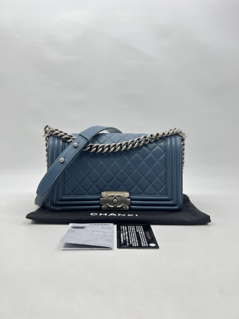 Chanel Boy 25 Lambskin Blue RHW