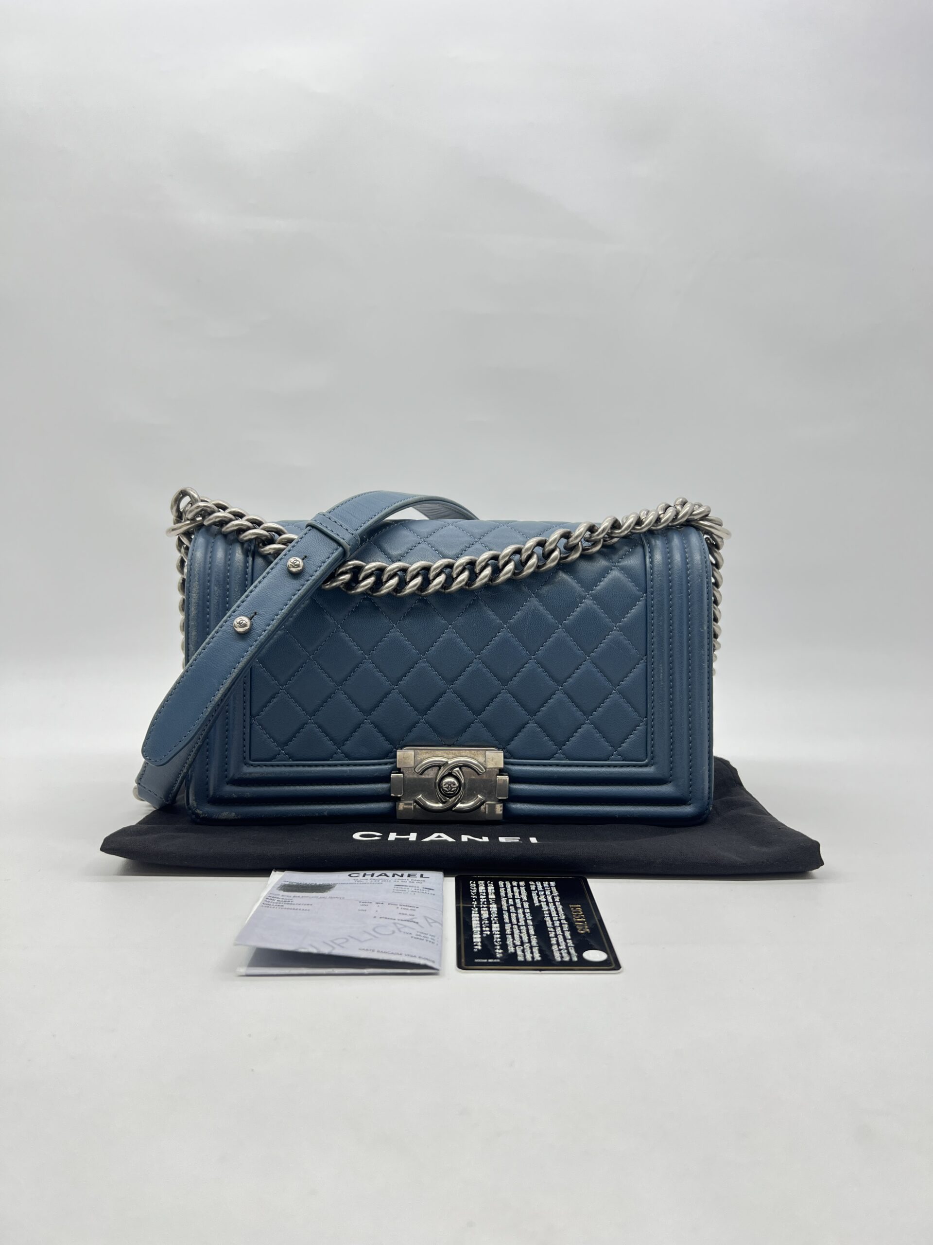 Chanel Boy 25 Lambskin Blue RHW