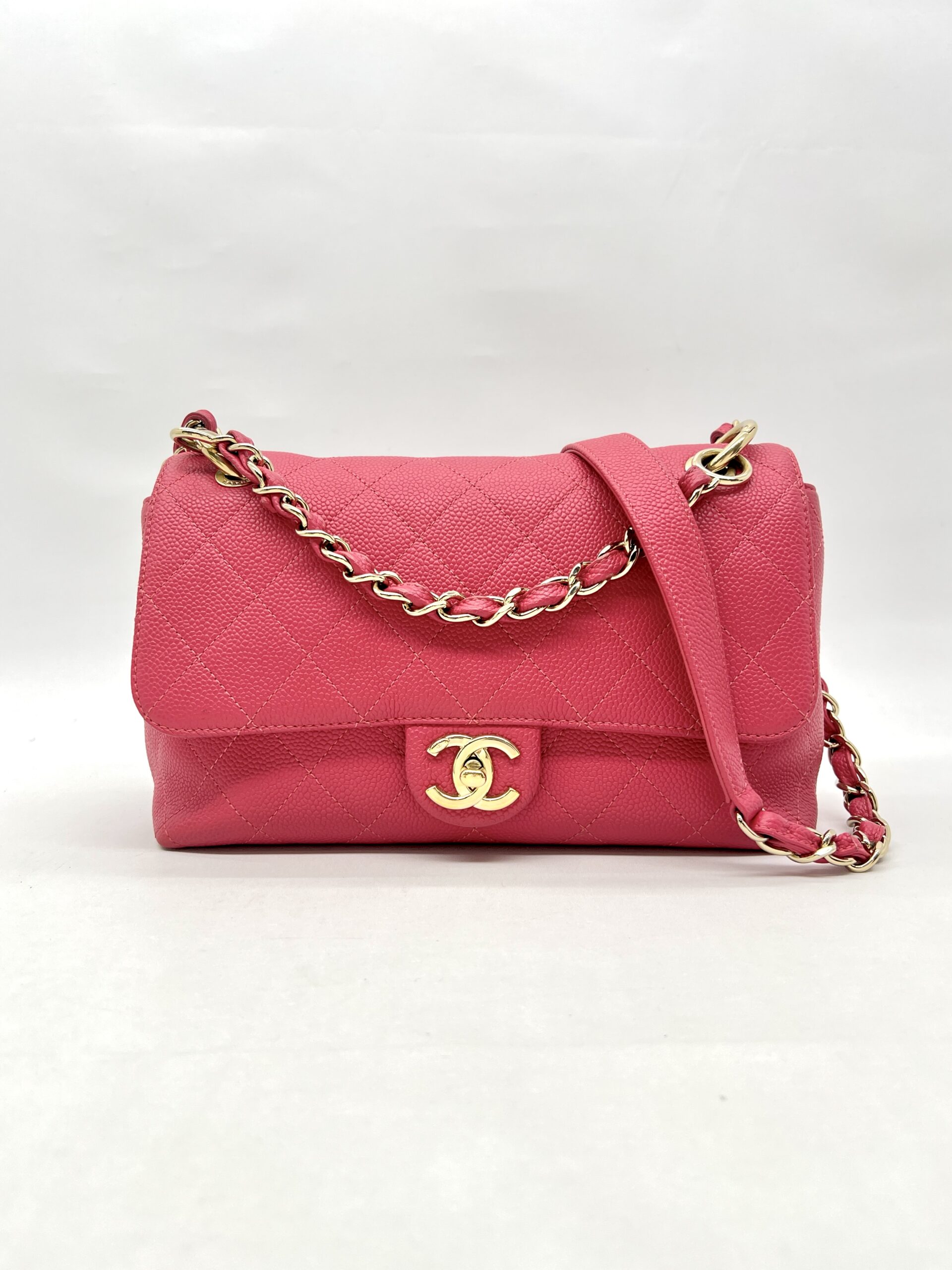 Chanel City Walk Flap Bag Caviar Pink GHW