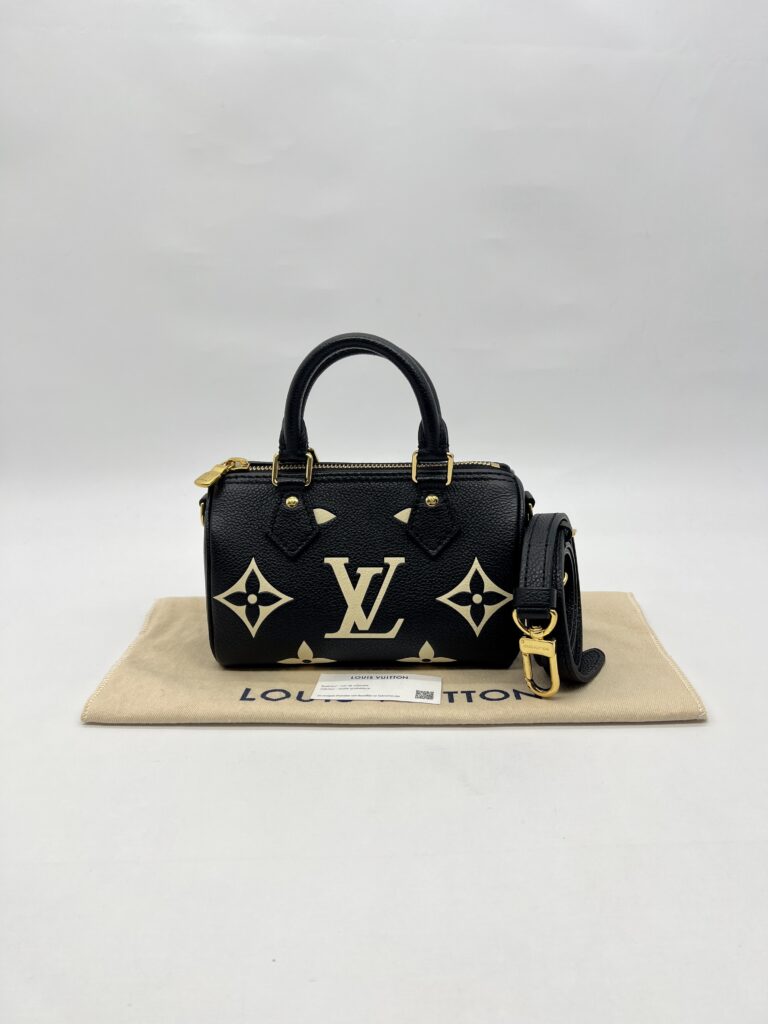 Louis Vitton Nano Speedy Monogram Empreinte Black Beige GHW
