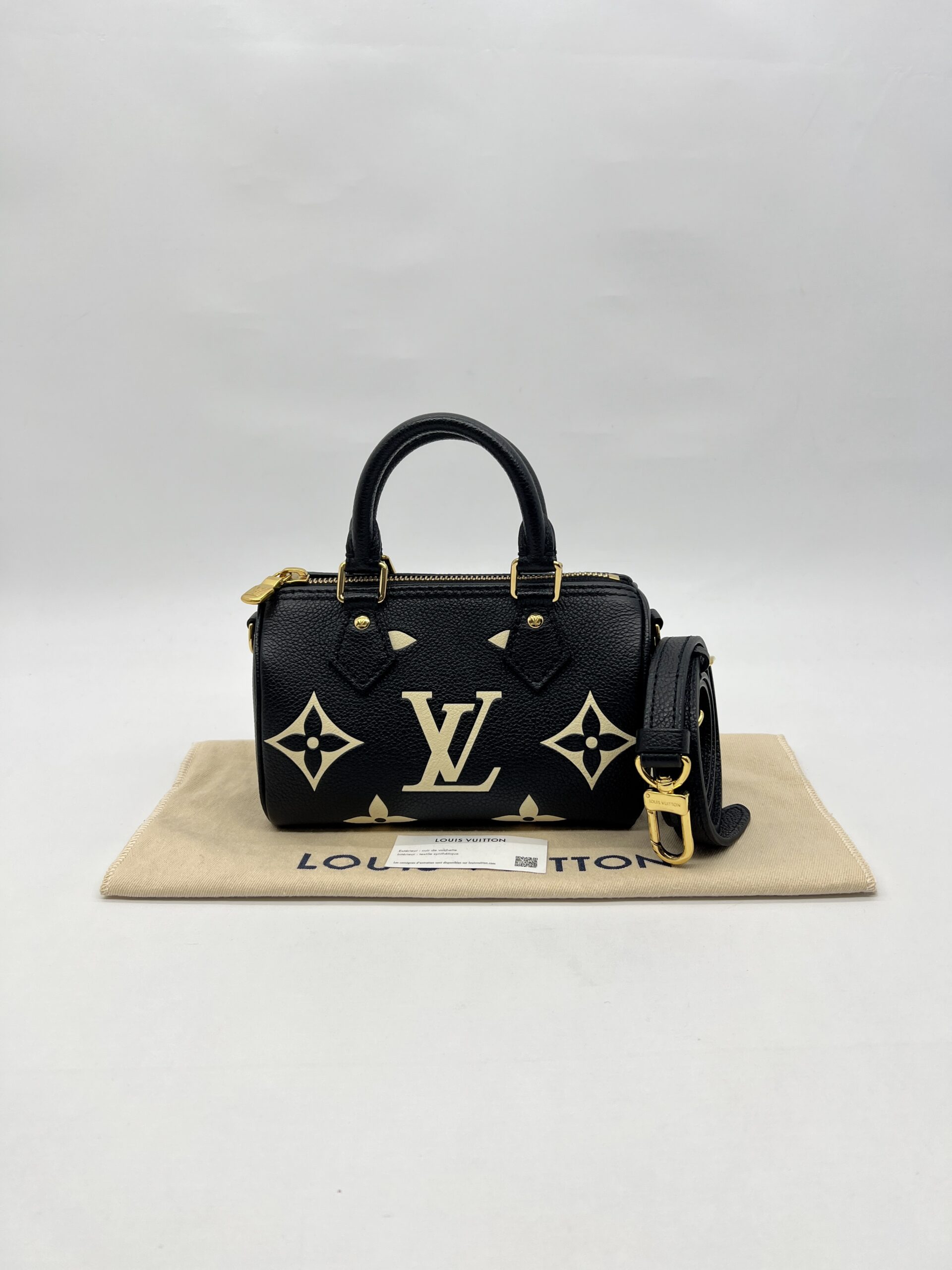Louis Vitton Nano Speedy Monogram Empreinte Black Beige GHW