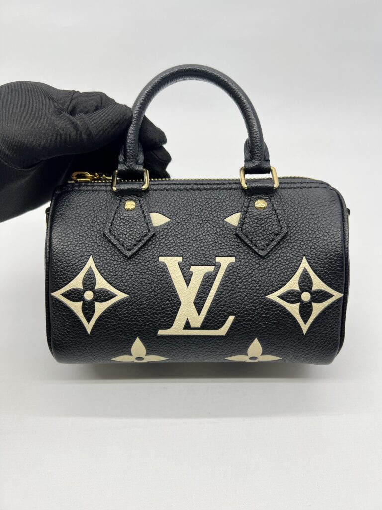 Louis Vitton Nano Speedy Monogram Empreinte Black Beige GHW