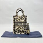 Dior Vertical Book Tote Canvas Leopard Black Beige GHW