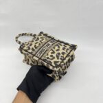 Dior Vertical Book Tote Canvas Leopard Black Beige GHW