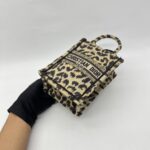 Dior Vertical Book Tote Canvas Leopard Black Beige GHW