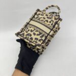 Dior Vertical Book Tote Canvas Leopard Black Beige GHW