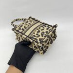 Dior Vertical Book Tote Canvas Leopard Black Beige GHW