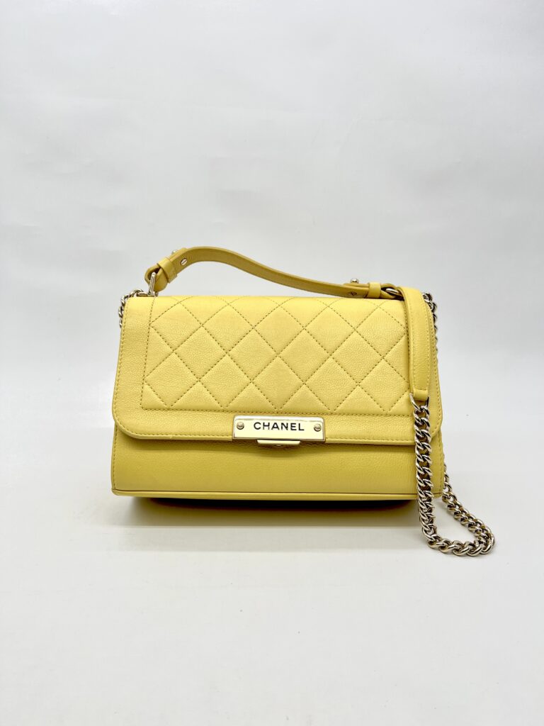 Chanel Medium Label Chick Yellow GHW