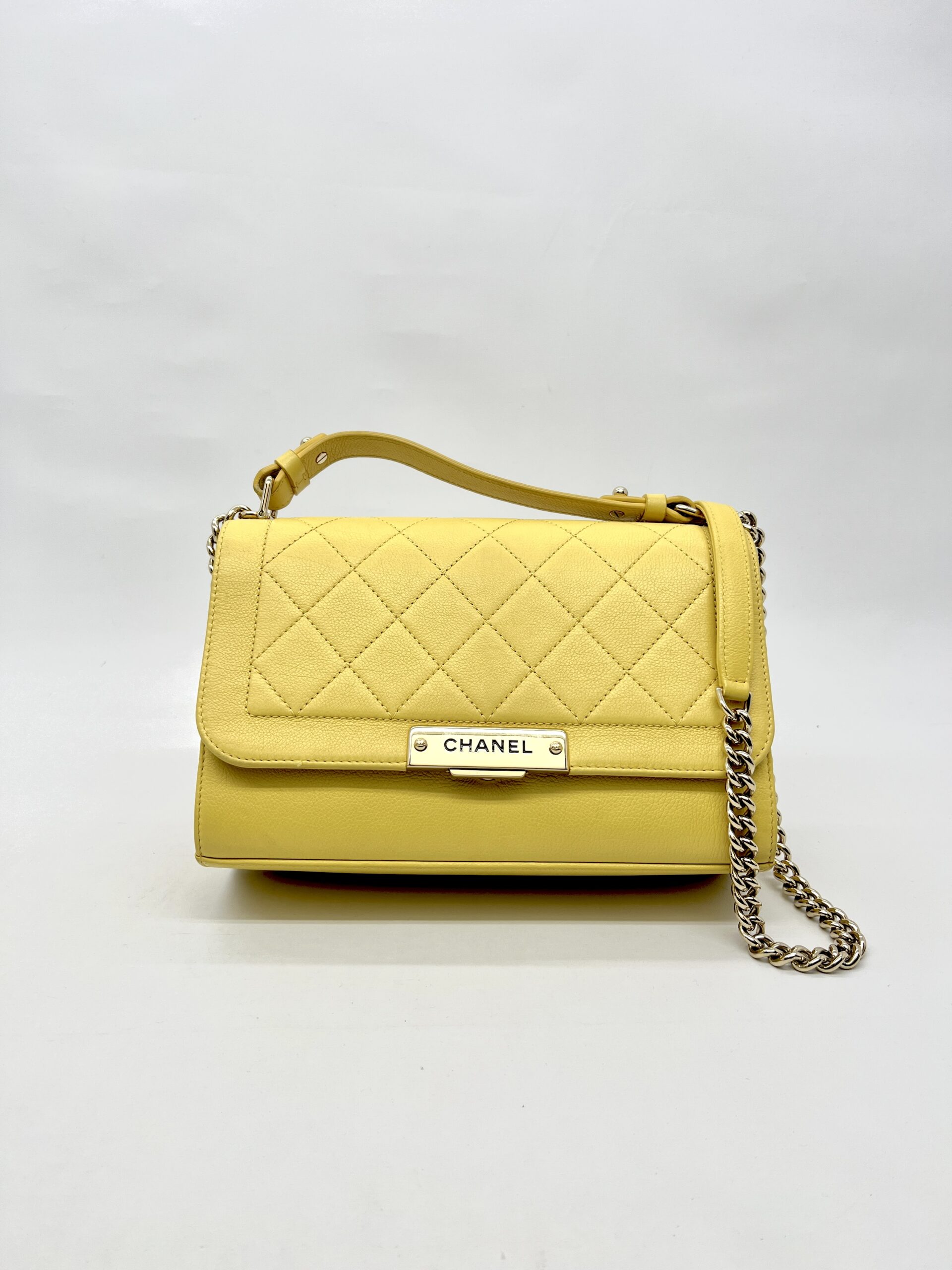 Chanel Medium Label Chick Yellow GHW