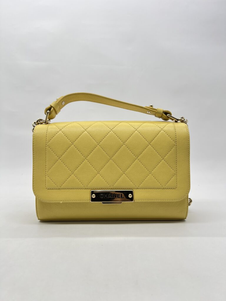 Chanel Medium Label Chick Yellow GHW
