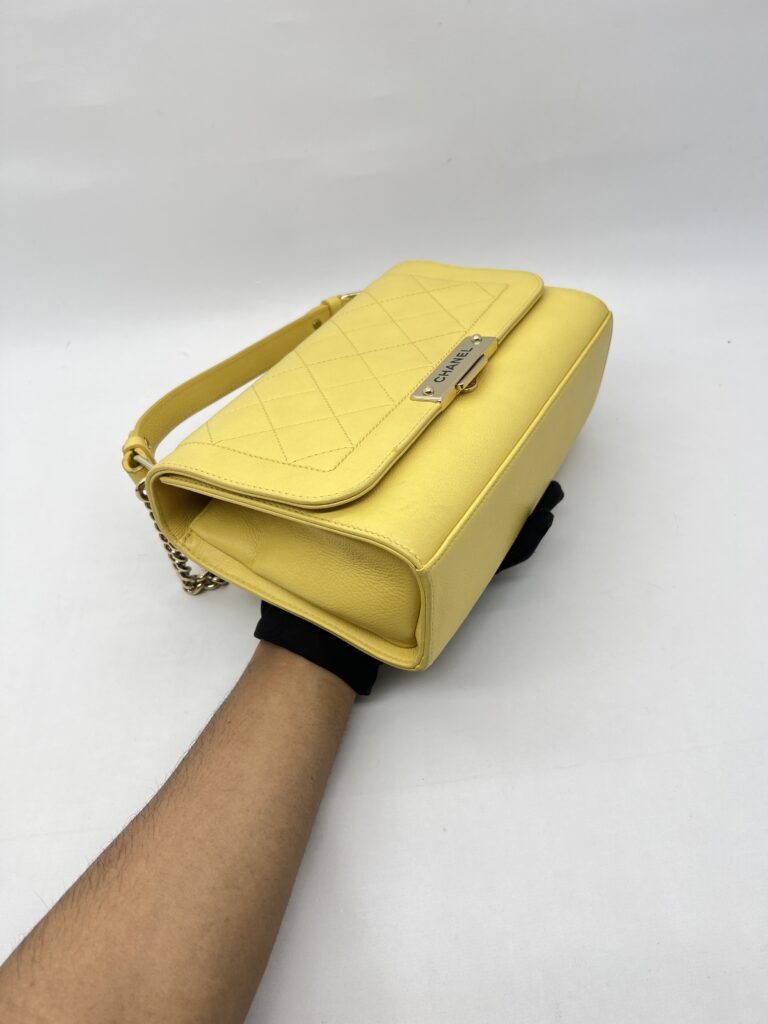 Chanel Medium Label Chick Yellow GHW