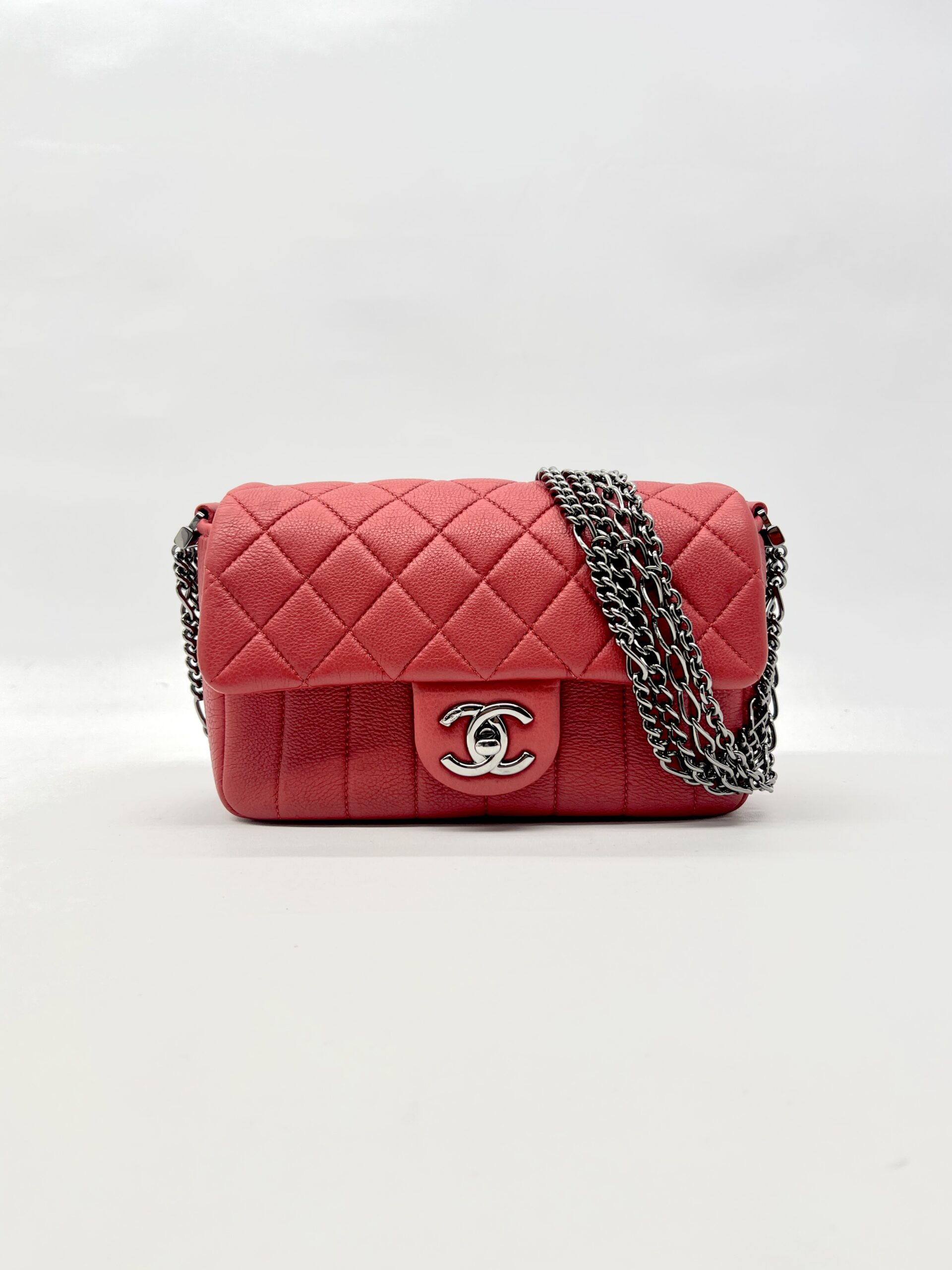 Chanel Multi Chain Flap Bag Red
