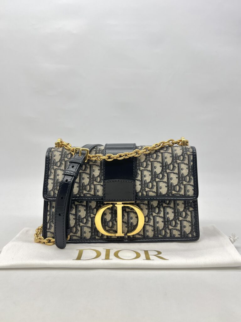 Dior Montaigne Chain Bag Blue Oblique GHW