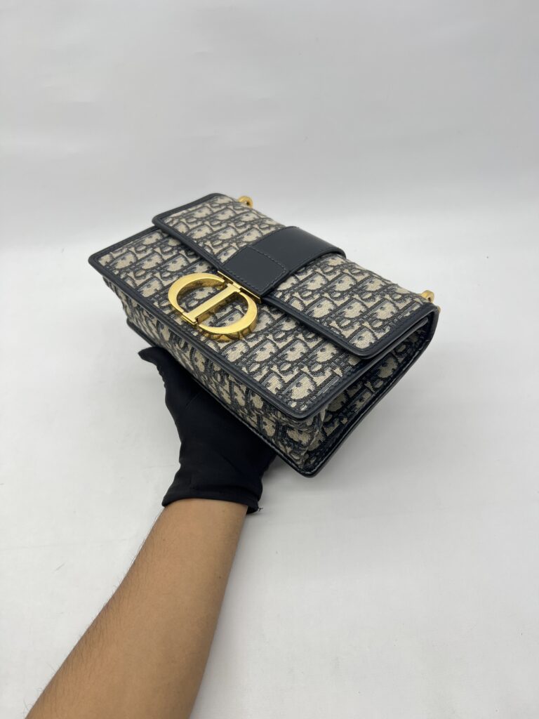 Dior Montaigne Chain Bag Blue Oblique GHW