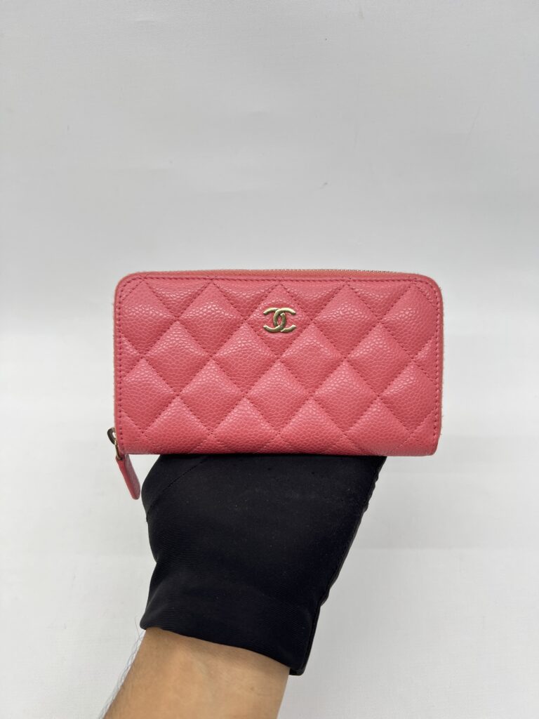 Chanel Medium Zip Wallet Caviar Pink GHW