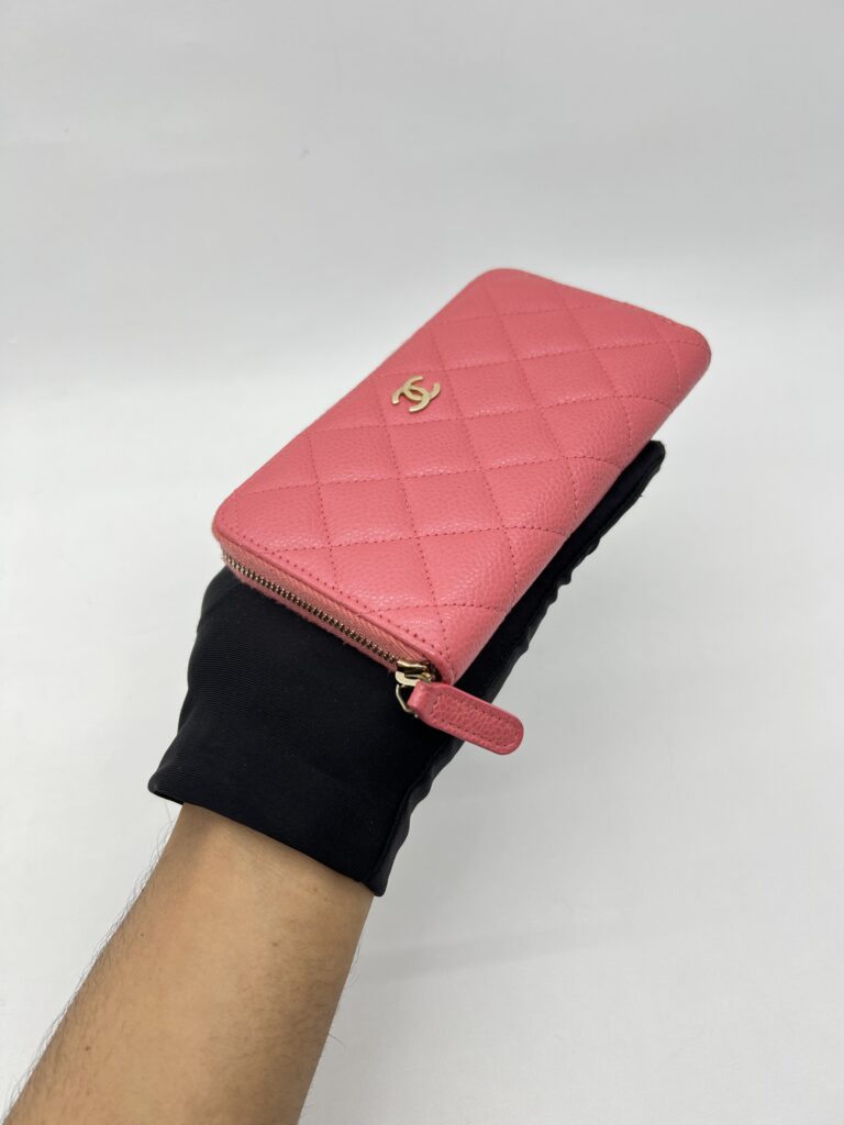 Chanel Medium Zip Wallet Caviar Pink GHW