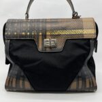Prada Plaid Satchel Nylon Black