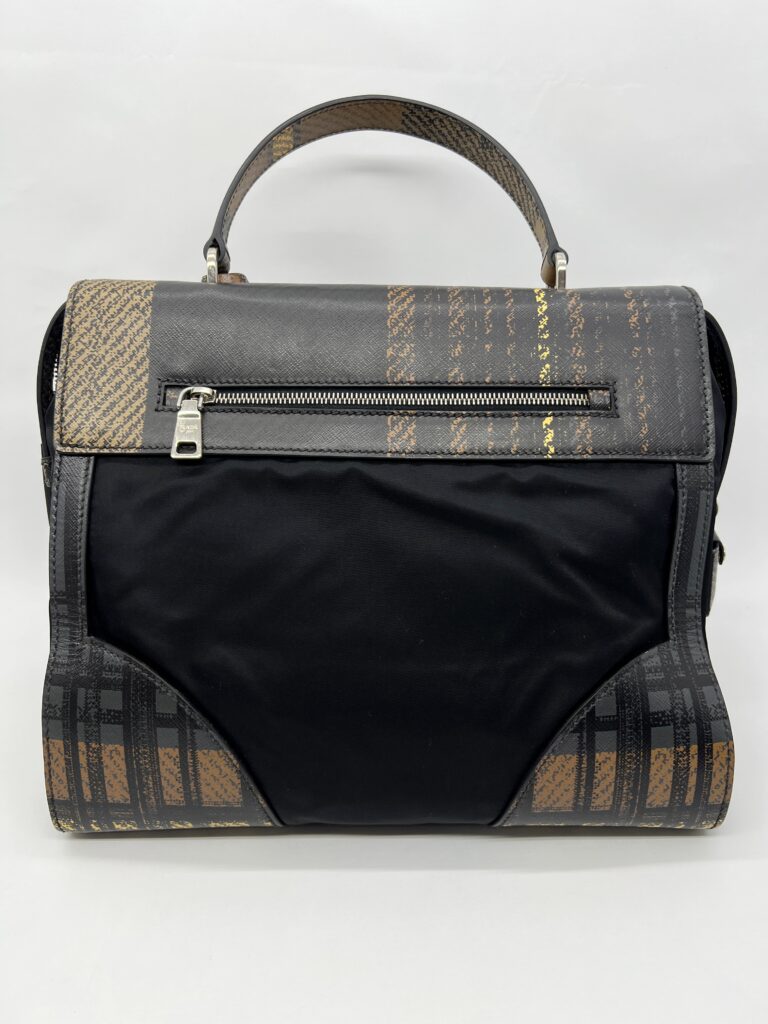 Prada Plaid Satchel Nylon Black