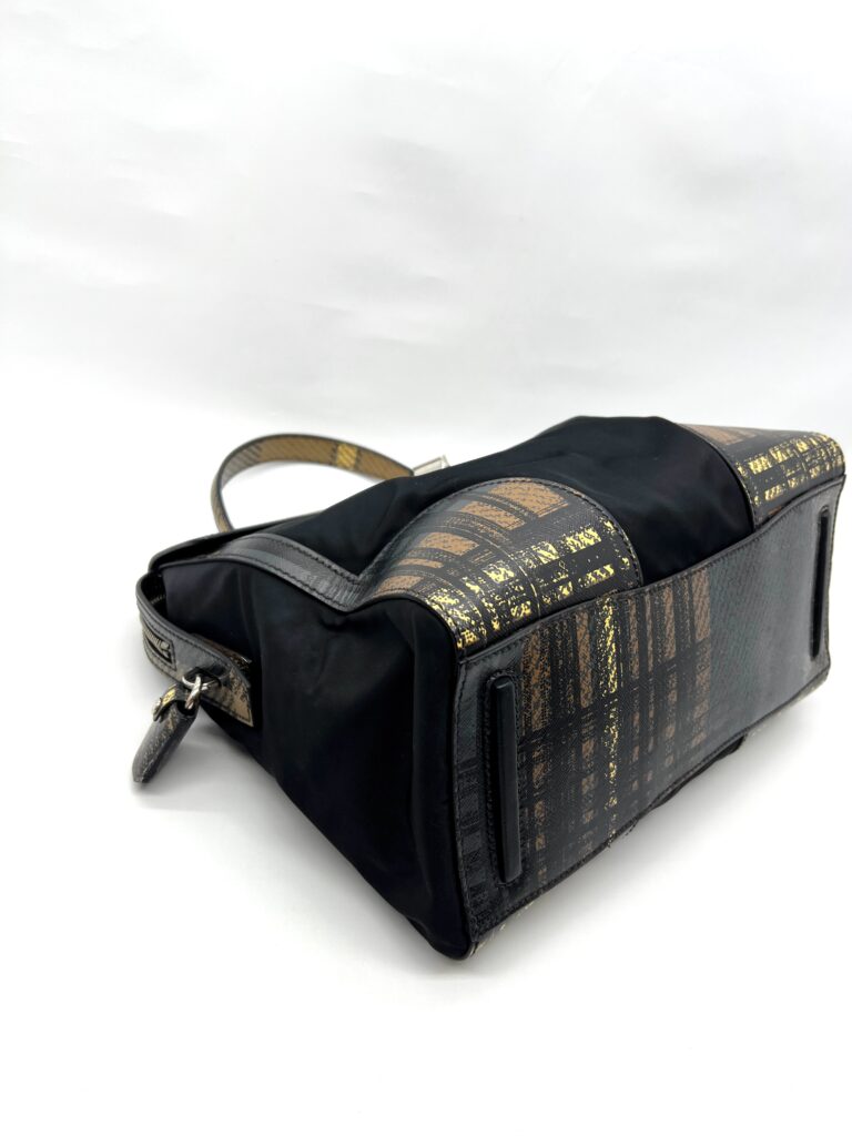 Prada Plaid Satchel Nylon Black