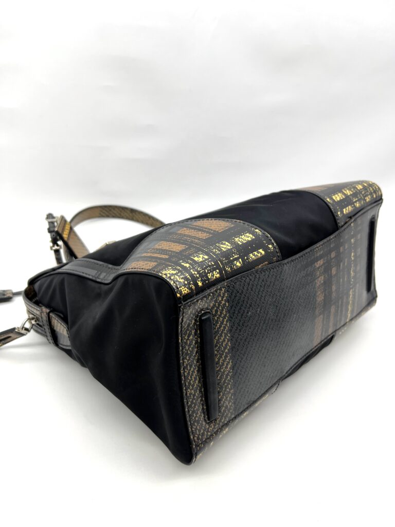 Prada Plaid Satchel Nylon Black