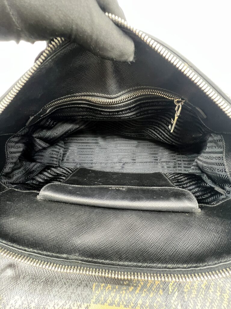 Prada Plaid Satchel Nylon Black