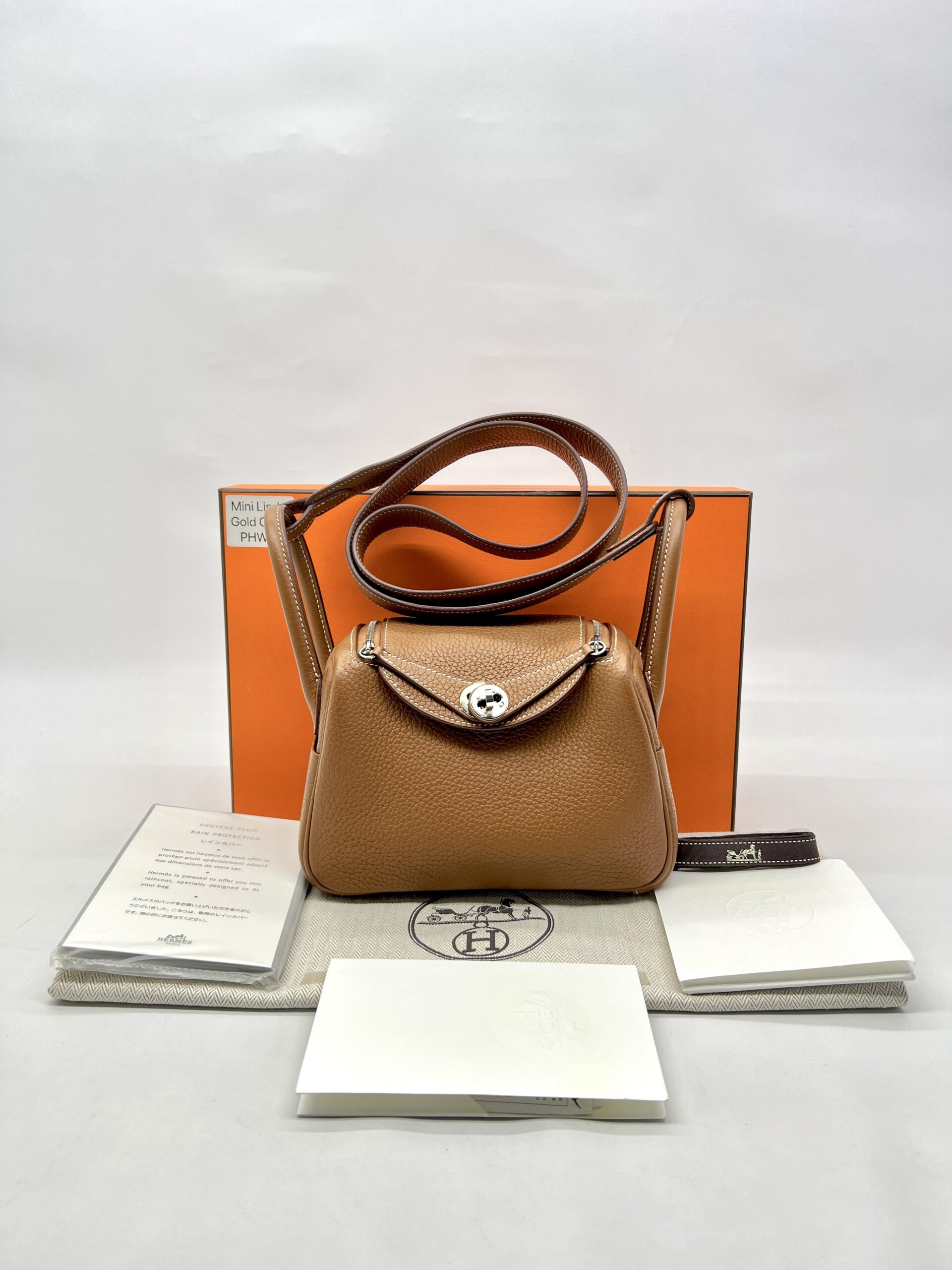 Hermes Mini Lindy Clemence Gold PHW