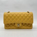 Chanel Medium Classic D.Flap Caviar Yellow GHW