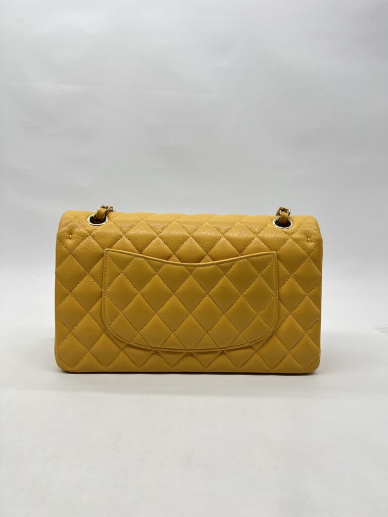 Chanel Medium Classic D.Flap Caviar Yellow GHW