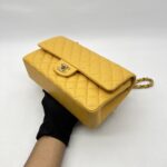 Chanel Medium Classic D.Flap Caviar Yellow GHW