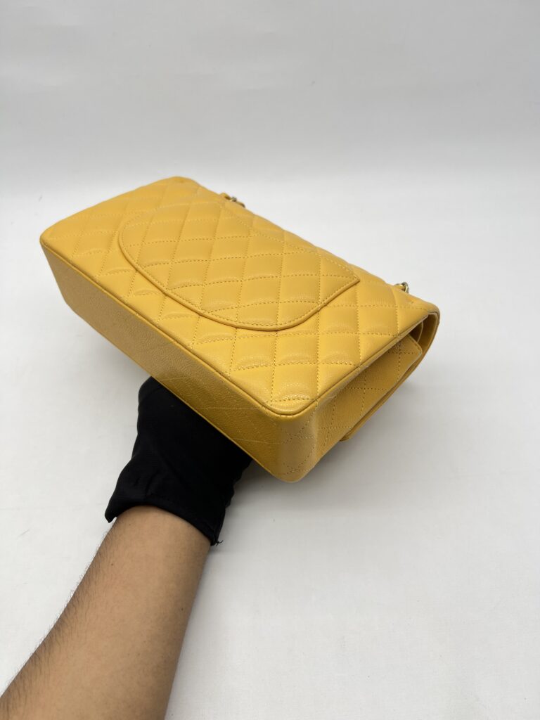 Chanel Medium Classic D.Flap Caviar Yellow GHW