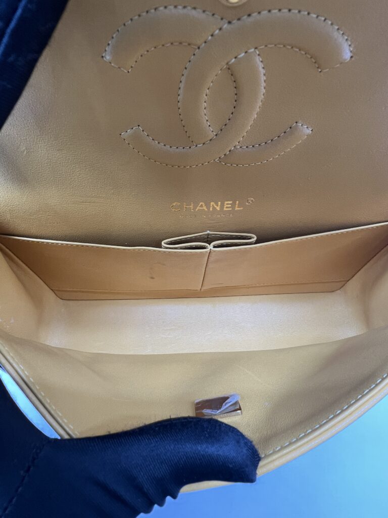 Chanel Medium Classic D.Flap Caviar Yellow GHW