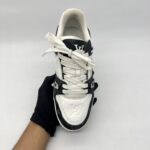 Louis Vuitton Trainer Sneakers Black White Denim