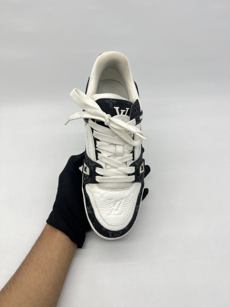 Louis Vuitton Trainer Sneakers Black White Denim