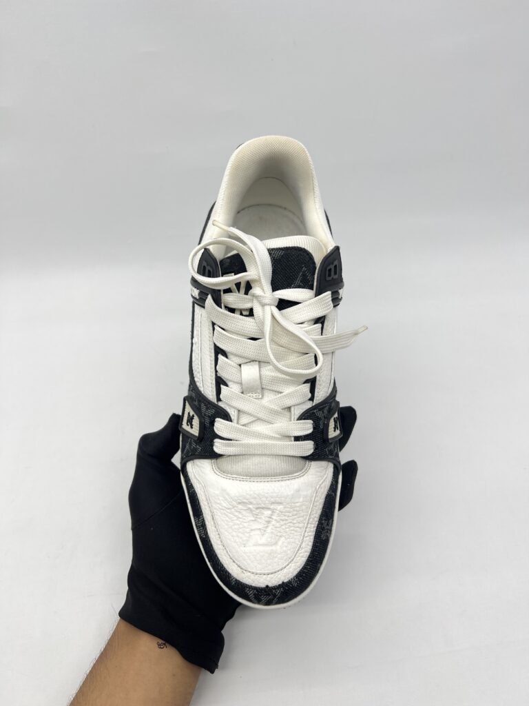 Louis Vuitton Trainer Sneakers Black White Denim