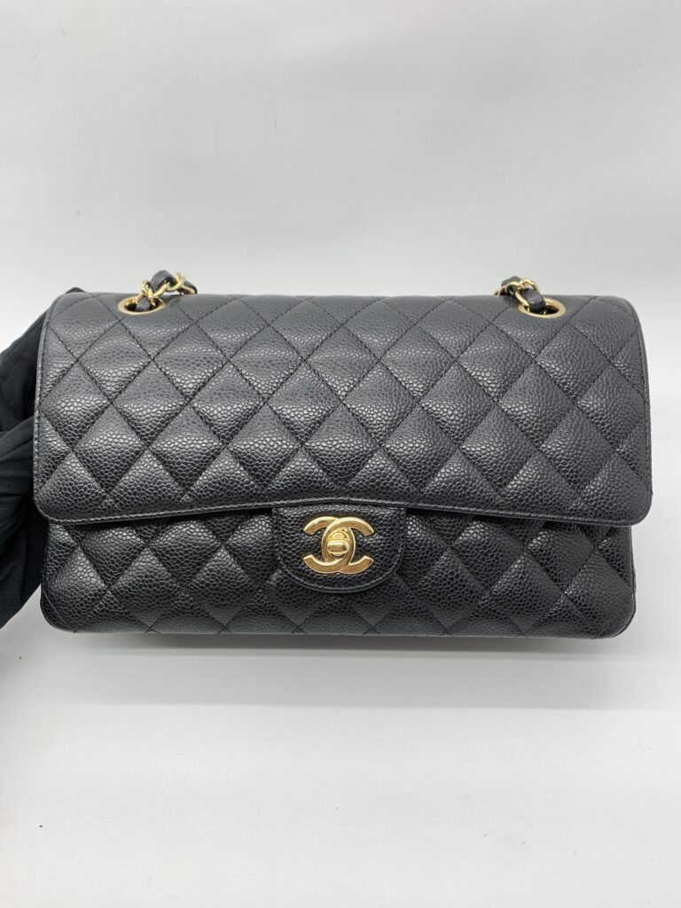 Chanel Medium Classic D Flap Caviar Black GHW