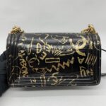 Chanel Boy 25 Crocodile Embossed Black Graffiti Gold GHW