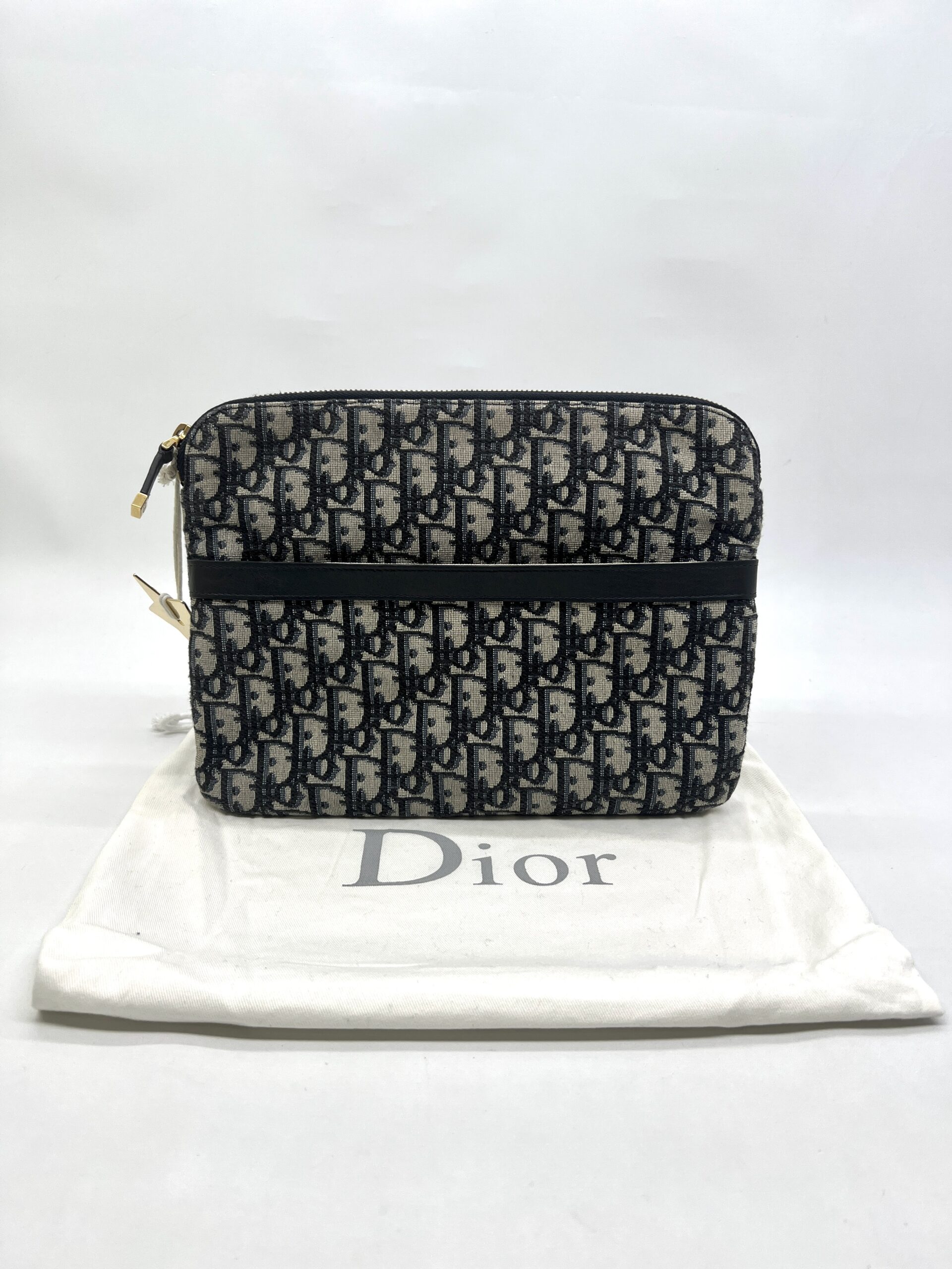 Dior Travel Kit Pouch Canvas Oblique Blue GHW