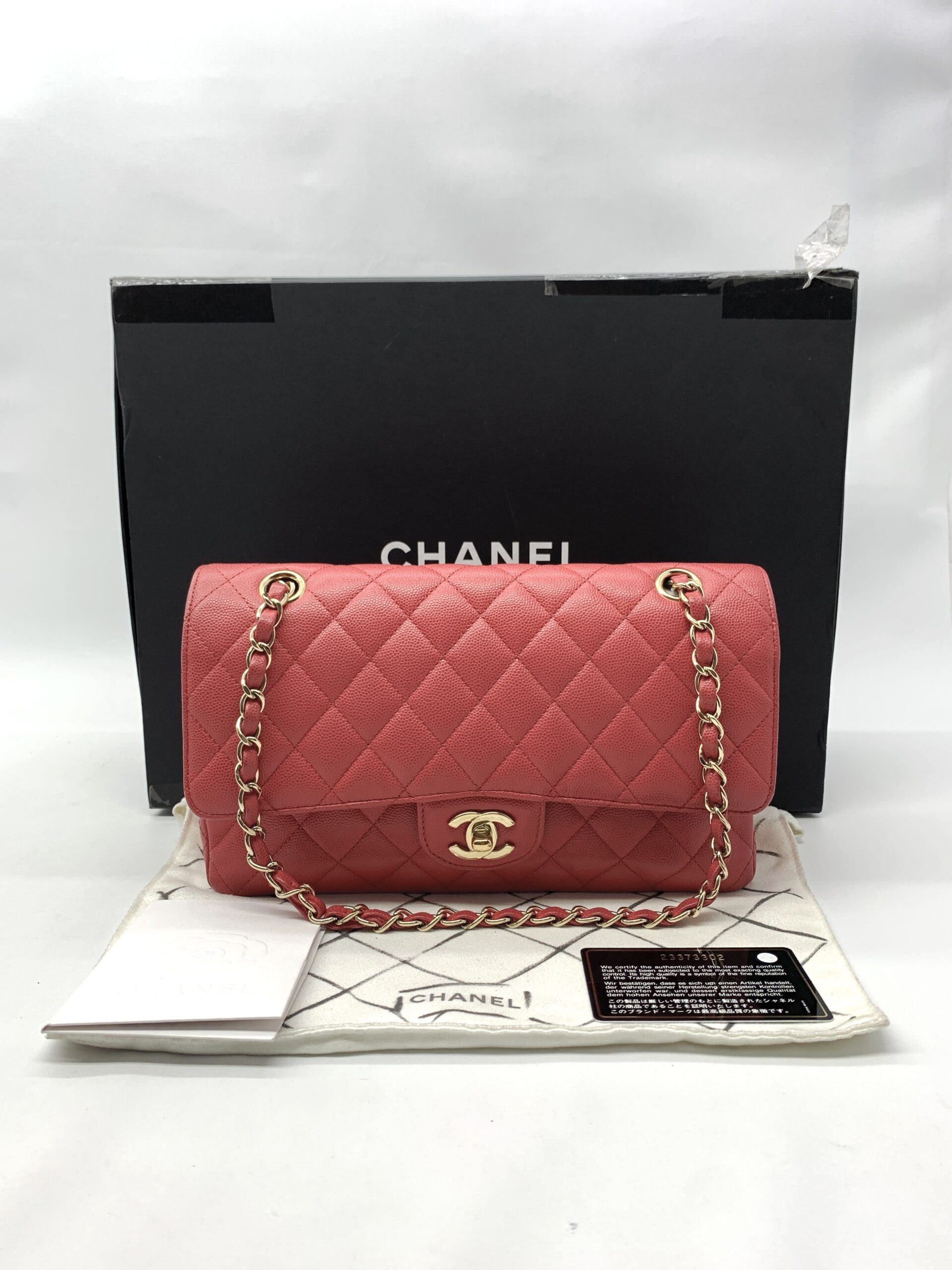Chanel Classic Medium D Flap Caviar Pink GHW