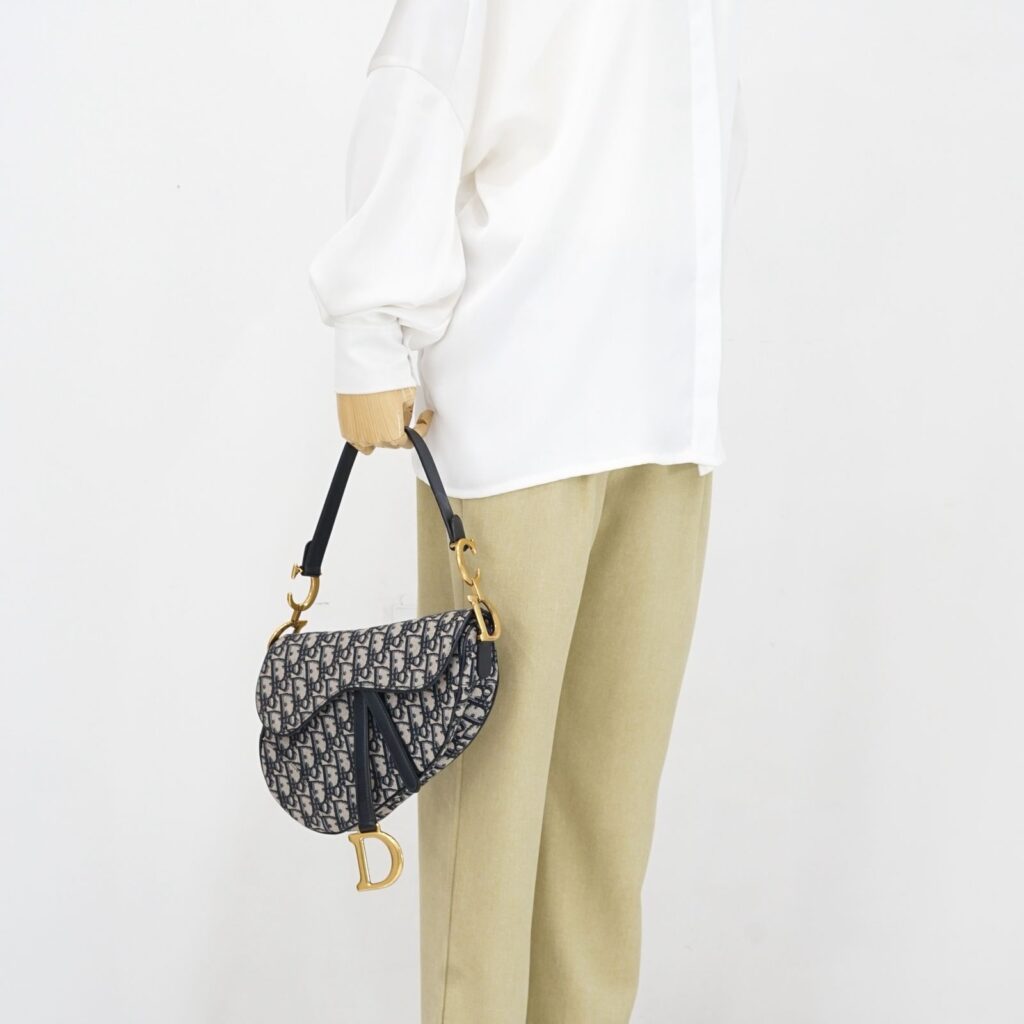 Dior Saddle Medium Canvas Blue Oblique GHW