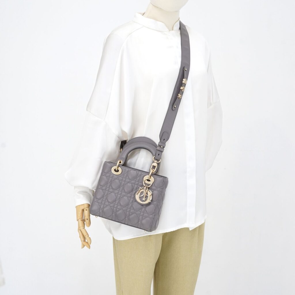 Dior Lady Dior Small Lambskin Grey GHW