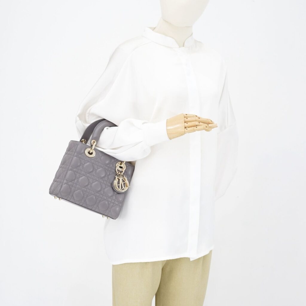 Dior Lady Dior Small Lambskin Grey GHW